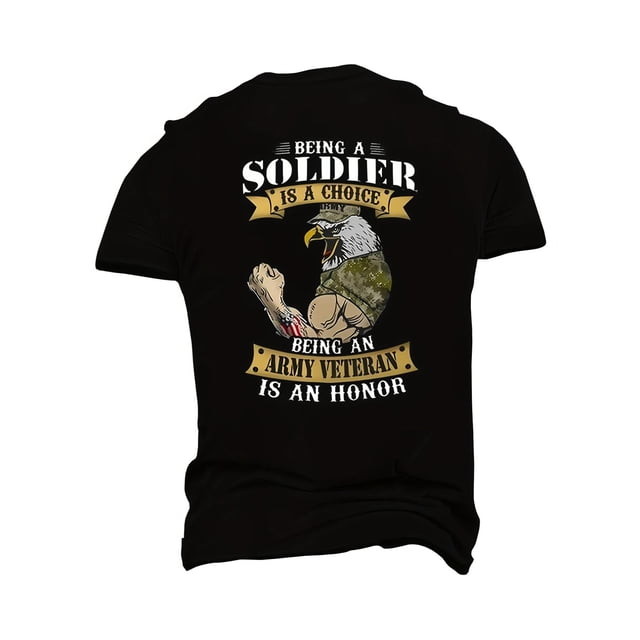 Men's Casual Round-Neck T-Shirt with Eagle Print -Short Sleeve, Perfect for Summer & Casual Attire