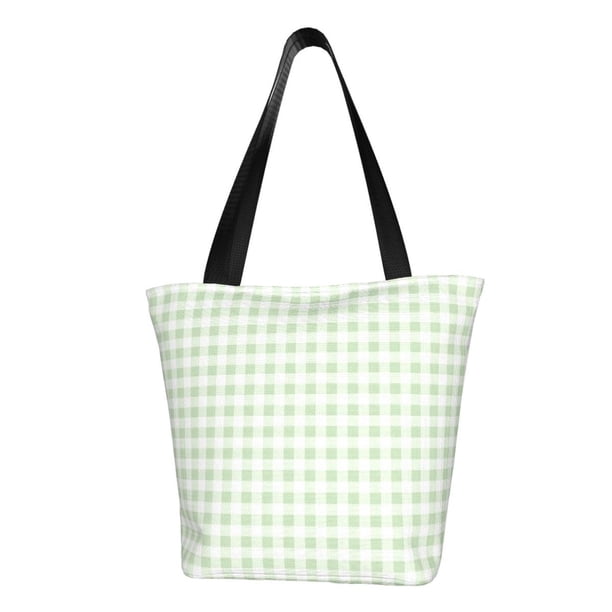Balery Pistachio Green Checkboard Bolsa de Hombro con Diseño, Bolsa Grande y Duradera, Bolsa Versátil para Compras