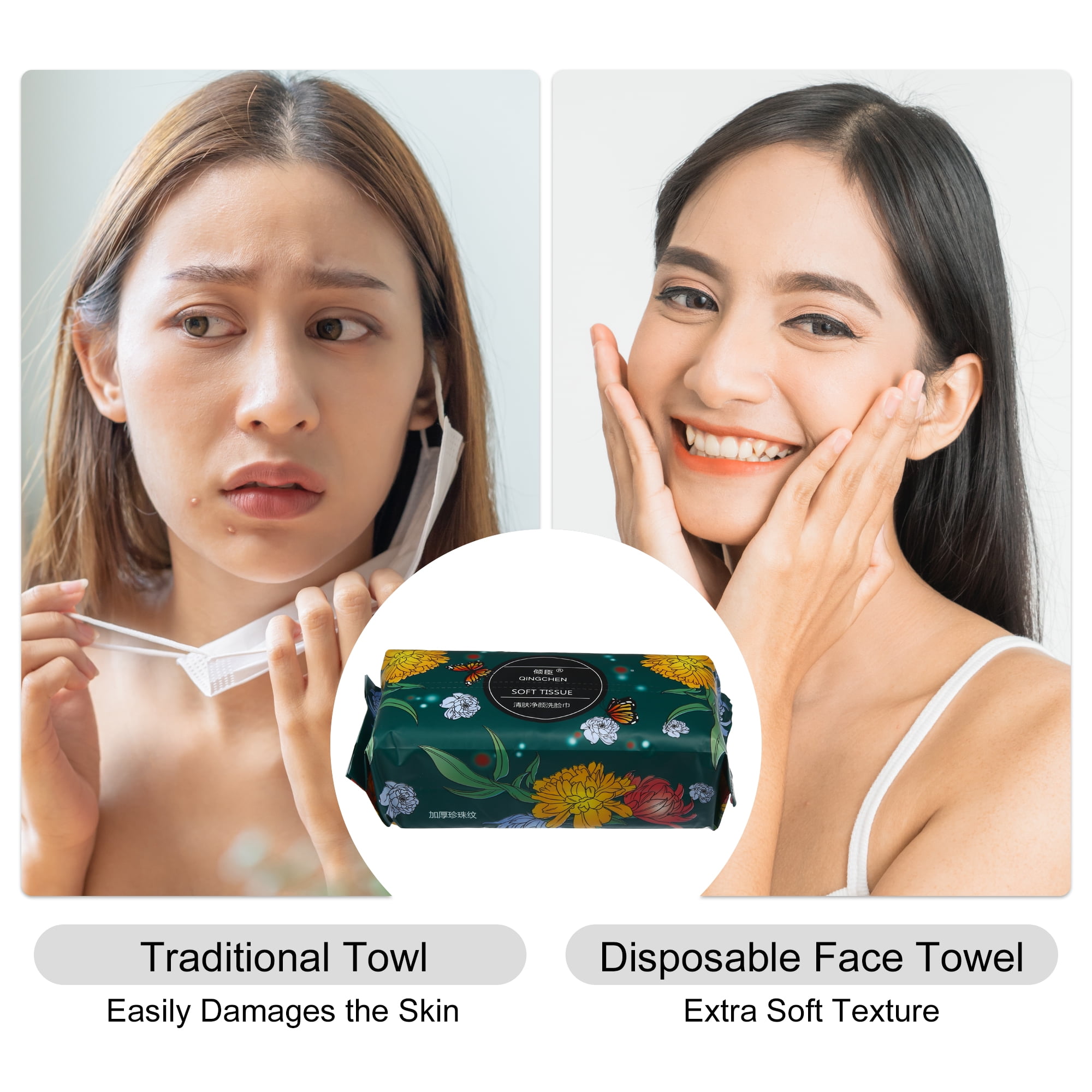 Unique Bargains Pack of 50pcs Disposable Face Towel Packaging Color Green 7.87"x7.87"
