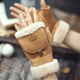 thumbnail image 4 of Sonducket Guantes de imitación para mujer, manoplas acogedoras para invierno, cálidos, sin dedos, , mitones peludos para el frío guantes y mitones Caqui, 4 of 6