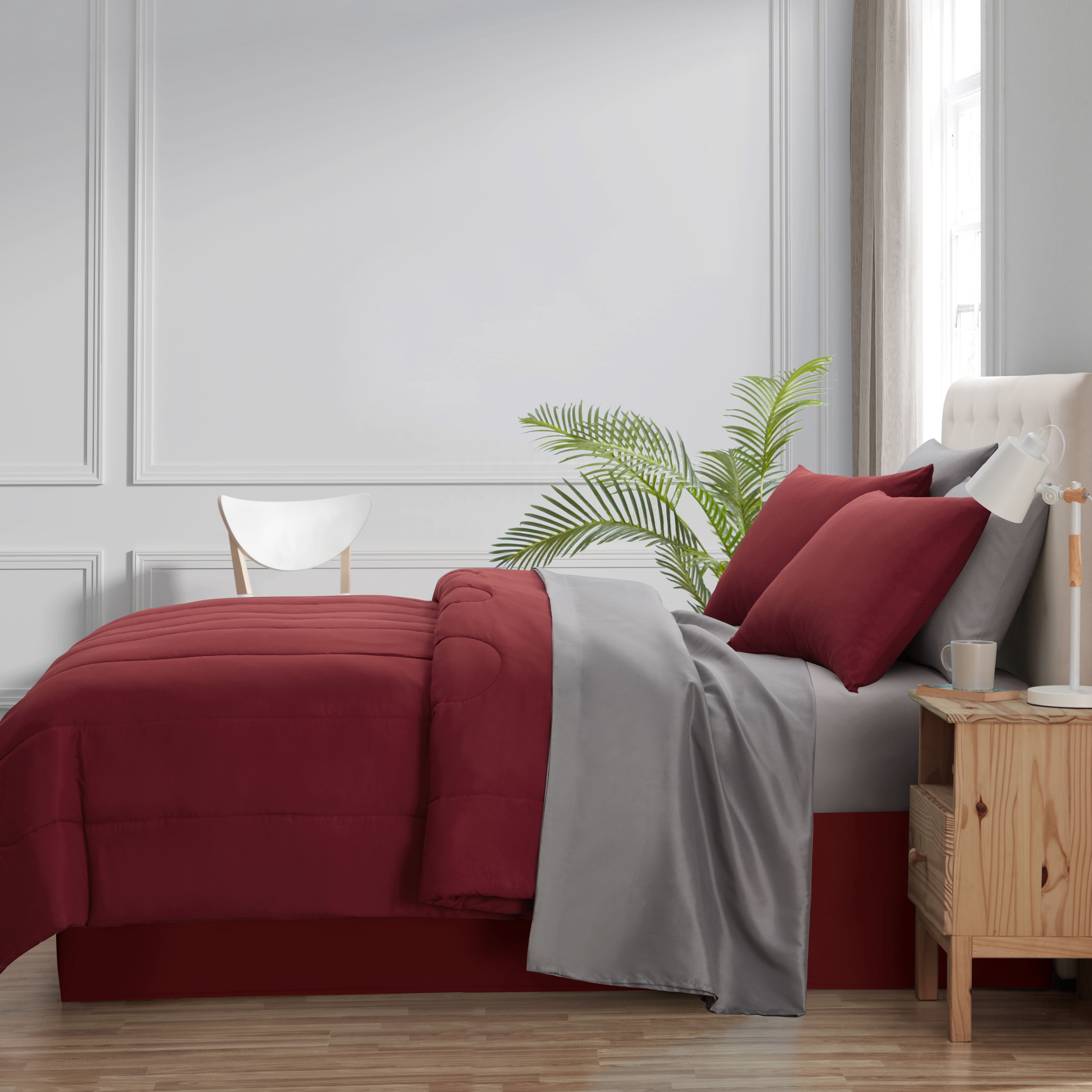 Mainstays Red 8 Piece Bed in a Bag Comforter Set With Sheets, Queen