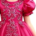 thumbnail image 5 of LEKWK Girls Tulle Ball Gown Puff Sleeve Ruffled Ribbon Formal Princess Dress with Lace Embroidery Prom Gown Wedding Flower Girl Dress for Birthday Party, 5 of 6