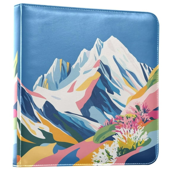 FORMRS 3 Ring Photo Album 4"x6" Self Adhesive Large Capacity PU Leather Cover, Abstract Snow Mountain