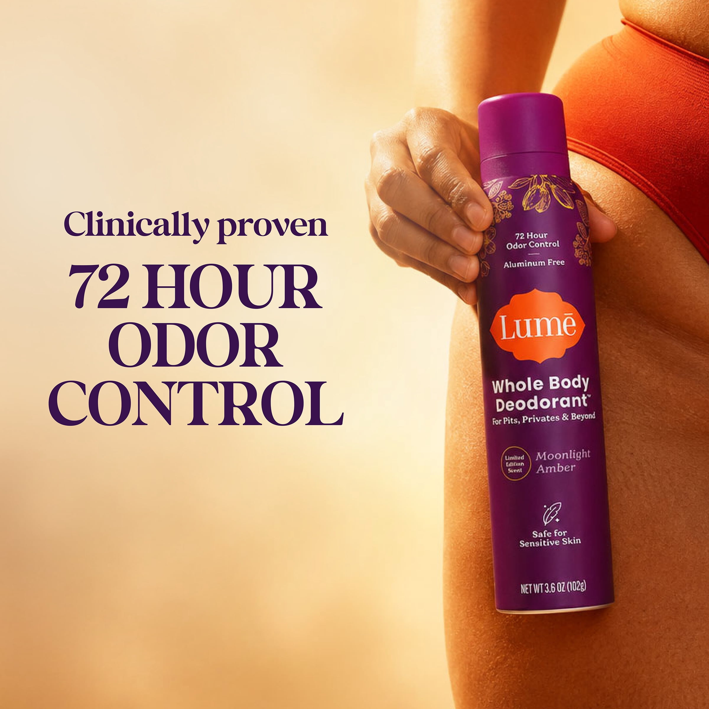 Lume Whole Body Aluminum Free Deodorant Spray, Moonlight Amber, 3.6 oz