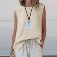 thumbnail image 7 of Fmbrln Linen Tank Tops for Women Summer Sleeveless Crew Neck Tunic Tops Fashion Side Slit Casual Loose Fit Lightweight Solid Blouses, 7 of 7
