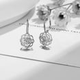 thumbnail image 3 of 14K White Gold Plated Caged with crystals from Swarovski Rose Lever Back Earrings, 3 of 5