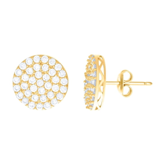 10k Yellow Gold Womens Cubic Zirconia Fashion Stud Earrings 11.3x11.3mm Wide Stud Earring for Women