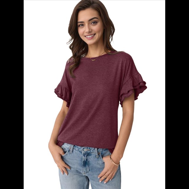 Tops de Corta para Mujer, Rojo Oscuro, XXL