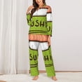 thumbnail image 2 of Fotbe Fresh Sushi Conjunto de Pijama de Manga Larga para Mujer con Estampado, Ropa de Dormir de 2 Piezas, Conjunto de Casa Suave y Cómodo con Bolsillos-Small, 2 of 7
