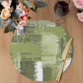 thumbnail image 3 of Sage Green Abstract Round 15 Inch Placemats Set of 2, Modern Mottled Art Oil Painting HeatResistant Non Slip Place Mats for Dining Table, Wipeable Braided Kitchen Table Mats for Housewarming, 3 of 9