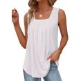 thumbnail image 3 of AIMITAG Camiseta sin mangas con cuello cuadrado y volantes para mujer, camiseta sin mangas a rayas, camisa informal holgada sin mangas de verano, 3 of 5