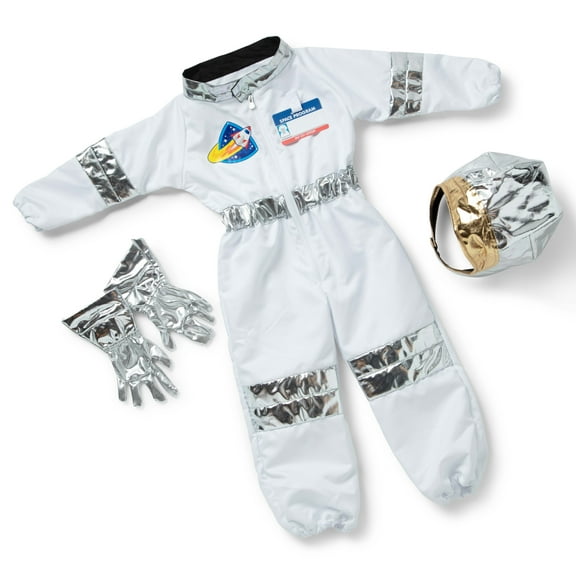 Melissa & Doug Astronaut Costume Role Play Space Set (5 pcs) - Jumpsuit, Helmet, Gloves, Name Tag