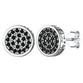thumbnail image 1 of Pendientes de botón de plata esterlina Silvora Con Runas vikingas Y Circonita Cúbica Negra Pendientes Redondos Hipoalergénicos, 1 of 8
