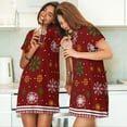 thumbnail image 3 of Salouo Merry Christmas Print Short Sleeve Sleepshirt for Womens Comfy Nightgown Scoopneck Cute Nightdress Ruffle -Medium, 3 of 7