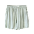 thumbnail image 3 of Fall Saving! HVOBTTY Women's Short Pajama Pants, Pajama Pants for Women, Women's Fashion Casual Stripe Lightweight Loose Home Drawstring Pajama Shorts with Pocket Green, XXL, 3 of 4