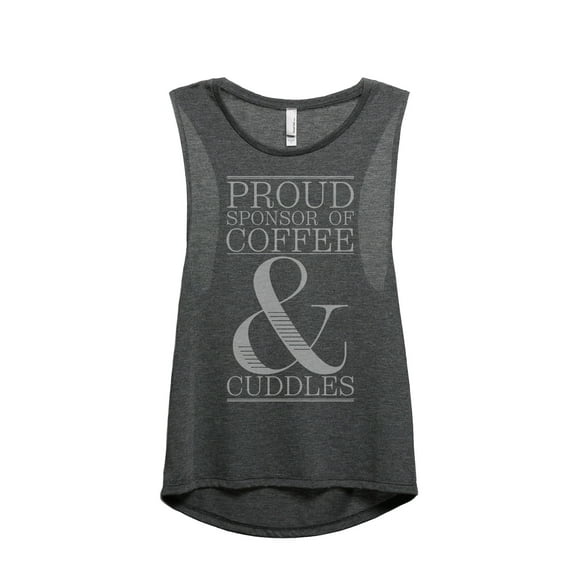 Thread Tank Proud Sponsor Of Coffee And Cuddles Women's Fashion Sleeveless Muscle Tank Top Charcoal Small