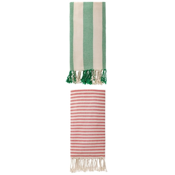 Unique Bargains 2Pcs Quick Dry Sand Proof Turkish Light Beach Towel Red Green 71" x 40"