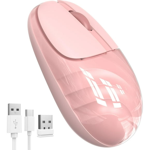 shiyou-Multi-Device Bluetooth Wireless Mouse, Silent Bluetooth 5.0 & 2.4GHz, Rechargeable, Right, Pink, for Laptop, iPad, Mac, Chromebook, Windows