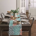 thumbnail image 3 of Flower Teal Coral Gray Table Runner for Family Dinner/Wedding/Outdoor Indoor Party Table Decorations 13x72inch, 3 of 4