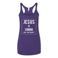 thumbnail image 2 of Wild Bobby Jesus Is Coming Are You Ready? Inspirational/Christian Women Tri-Blend Racerback Tank Top, Purple Rush, Small, 2 of 5