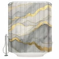 thumbnail image 2 of Marble Grey Waterproof Fabric Shower Curtain, Modern Gold Luxury Neutral Texture Shower Curtain for Bathroom Curtains Bathtubs Hotel Washable Shower Curtains with 12 Hooks Standard 72x72, 2 of 6