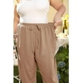 thumbnail image 6 of CASSIE LIZ Plus Size Womens Pants 4X Khaki Summer Wide Leg Knit Palazzo Pants Lounge Ladies Casual Drawstring Harem Fall Pants with Pocket 4XL 24W 26W, 6 of 8