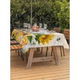 thumbnail image 3 of Outdoor Tablecloth with Umbrella Hole for Patio/Picnic/Party/Camping, Yellow Sunflowers Waterproof Table Cloth Rectangle Table Cover Washable, Floral Bees Elegant Pastoral Botanical (60"x 84"), 3 of 8