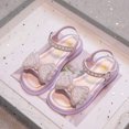 thumbnail image 2 of Xfvqtps Kids Girls Summer Princess Sandals Open Toe Rhinestone Bow Pearl Hook and Loop Soft Thick Sole Flats Shoes, 2 of 9