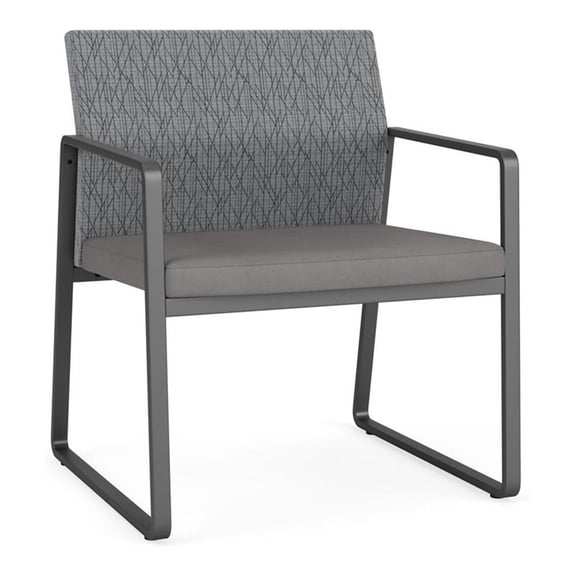 Lesro Gansett Fabric Oversize Guest Waiting Room Chair in Charcoal/Gray/Castillo Metal
