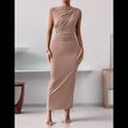 thumbnail image 4 of Vestido Ajustado Fruncido para Mujer Color Caqui Talla S, 4 of 7