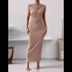 thumbnail image 4 of Vestido Ajustado Fruncido para Mujer Color Caqui Talla S, 4 of 7