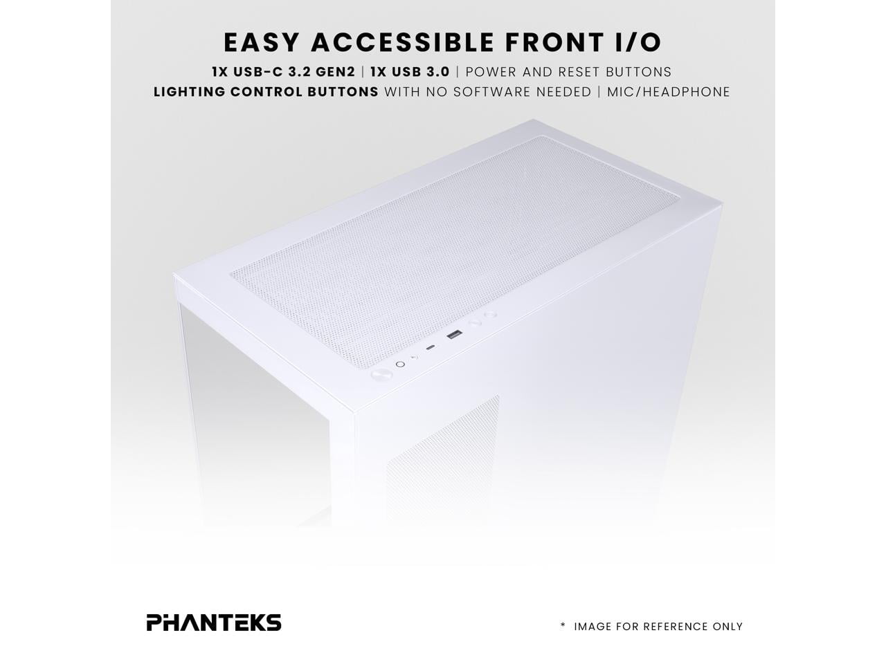 Phanteks XT View Matrix Mid-Tower ATX Gaming PC Case, 600-LED Matrix Display, Tempered Glass Front & Side Panels, USB-C 3.2 Gen2, 3x D-RGB Fans Included, Rear-Connector Ready, Grey White