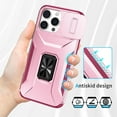 thumbnail image 6 of for iPhone 16 Pro Max Case with HD Screen Protector & Slide Camera Cover & Rotated Ring Kickstand, [Military-Grade] Phone Case for iPhone 16 Pro Max (6.9‘’(Y_Pink), 6 of 16