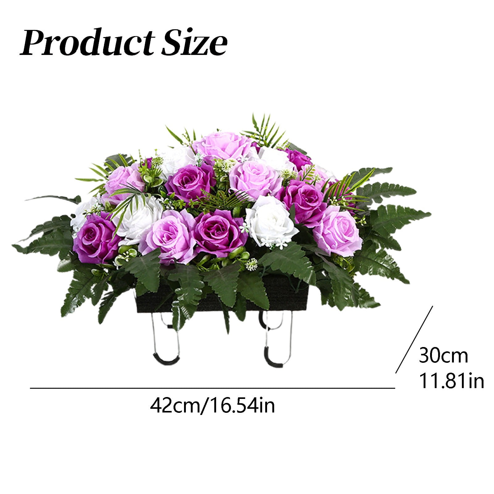 Clearance Artificial Silk Funeral Flowers Grave Tribute Flowers Wreath Memorial, Artificial Flower for Graves, Grave Flower Cemetery Floral Pots, Plastic Faux Plants Bouquets, UV Resistant Fake Plant