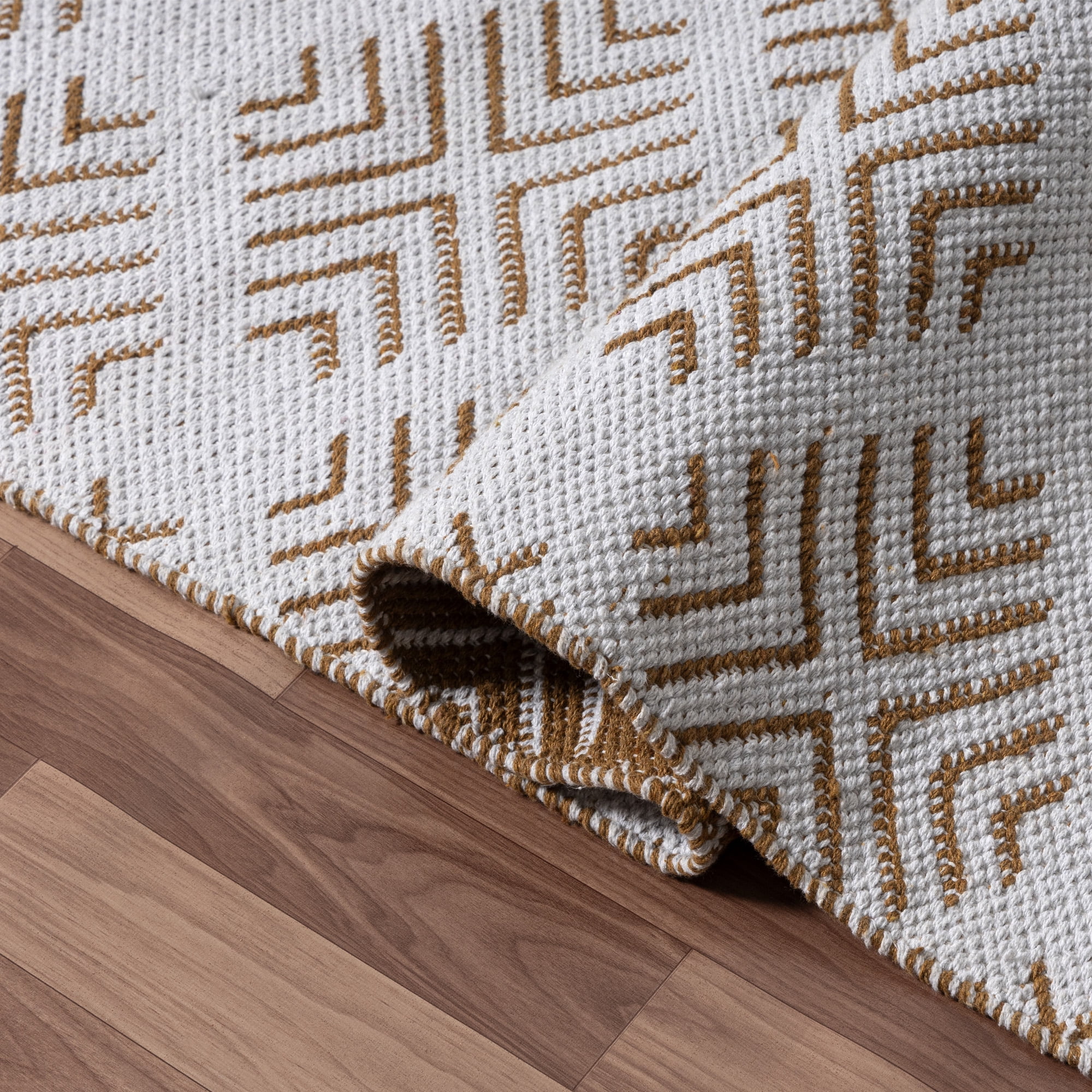 Ox Bay Qais 7'9" x 9'9" Brown/White Diamond Cotton Blend Indoor Area Rug