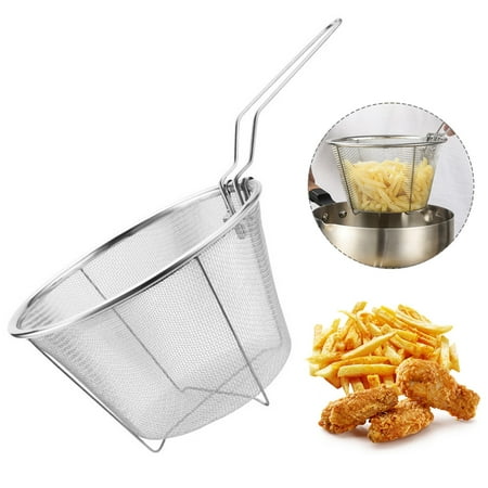

15/18cm Large Colander Stainless Steel Round French Fries Mesh Foldable Handle Multifunctional Kitchen Tools for Camping Picnic