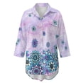 thumbnail image 7 of Renewold Women Long Sleeve Beach Shirt Blouses Bathing Suit Cover Up Comfortable Soft Button Down Cover Ups for Women Casual Beachwear Resort Wear, Mandala Floral Print Violet Blue, 3XL, 7 of 7