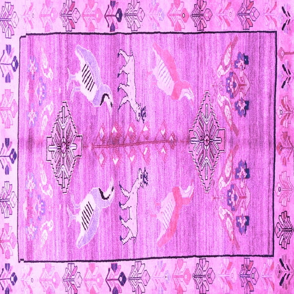 Ahgly Company Indoor Square Persian Purple Traditional Area Rugs, 8' Square
