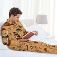 thumbnail image 6 of Yiaed Brown Mushrooms Print Men’s Pajamas Set - Long Sleeve Button Down Sleep Shirt and Pajama Bottoms Sleepwear Set Mens Pjs Sets Men's Pajama Bottoms-Medium, 6 of 7
