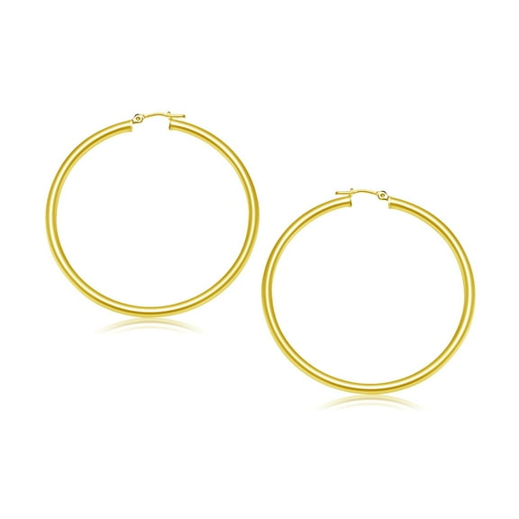 10k Yellow Gold Polished Hoop Earrings (30 mm) Weight 2.2 grams