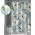 thumbnail image 3 of Small Stall Shower Curtain 36x72 Inch Narrow Half Size Gardenia Flowers Bath Curtains Bathroom Decor Summer Botanical Plants Watercolor Waterproof Fabric Shower Curtain Set with Hooks 36 Inch, 3 of 6