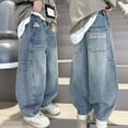 thumbnail image 2 of JAKANYQ Boys' Baggy Jeans Straight Leg Jeans With Pockets Elastic Waist Distressed Ripped Denim Pants With Holes，, 2 of 9