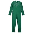 thumbnail image 4 of Kaerm Body de Danse pour Filles avec Strass Manches Longues Unitard Extensible Vert 14, 4 of 6