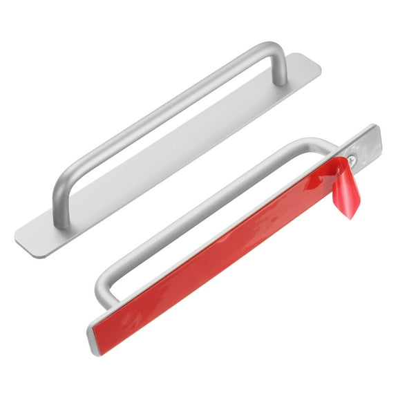 Uxcell 2 Pcs Aluminium Alloy Adhesive Cabinet Handle 8.3" Drawer Handles Pulls for Closet Door Silver Tone