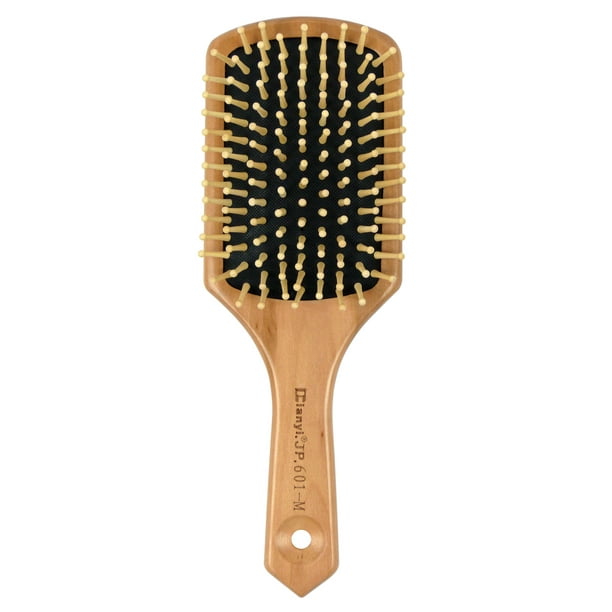 Natural Wooden Massage Hair Brush,Wood Bristle,Large Square Paddle