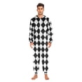 thumbnail image 5 of Adult Christmas Onesie Diamond Black and White Grid Adult Zipper One-Piece Pajamas Unisex Pajamas with Pockets, 5 of 6