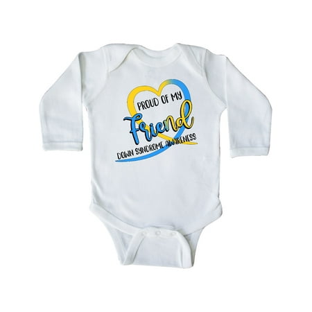 

Inktastic Proud of my Friend Down Syndrome Awareness Heart Ribbon Gift Baby Boy or Baby Girl Long Sleeve Bodysuit