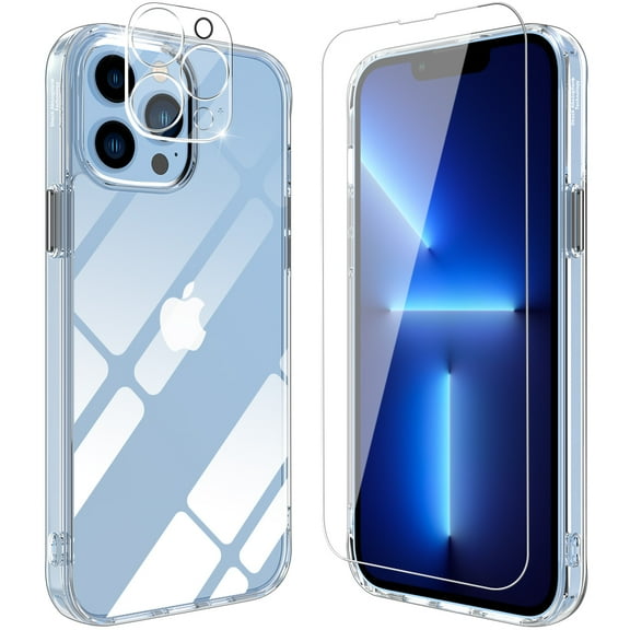 NIFFPD iPhone 13 Pro 6.1 inch with Screen Protector Camera Lens Protector Anti-Yellowing Shockproof Crystal Clear
