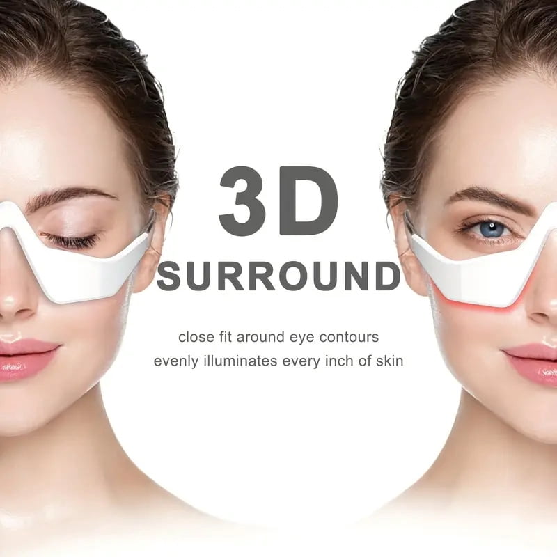 3D Under Eyes Red Light Therapy Massager Glasses, Microcurrent Eye Face Led Red Light Beauty Device Under Eye Massager Eyes Bag Remover For Reduce Dark Circles Puffiness Wrinkles Relax Eye Strain