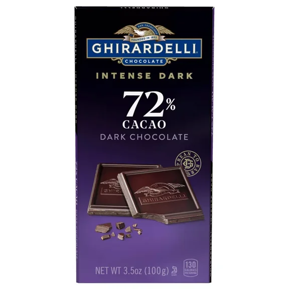 GHIRARDELLI Intense Dark Chocolate Bar, 72% Cacao, Valentine’s Day Chocolate Gifts, 3.5 Oz Bar